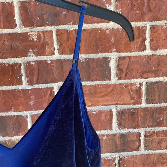 Royal Blue Velvet Midi Formal Dress - Size Small - Picture 6 of 6